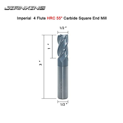 1/2" Carbide Square End Mill, 4 Flute, AlTiN Coating, 1 Pc - size: 1/2" (1 Pc), style: For Alloy Steels