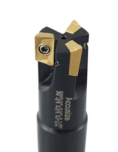 Accusize Industrial Tools 3/4'' 90 Deg Square Shoulder Indexable End Mill, 3-1/2'' Overall Length, Apkt11t3 Carbide Inserts, 3 Flute, 0056-0917 - size: 3/4" Cut, 3/4" Shk, 3 Fl