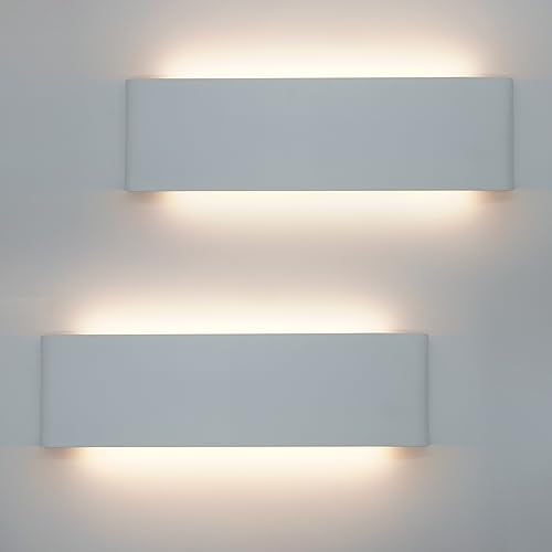 KICAAO 15.7in White Modern Wall Sconce 2-Pack,16W Warm Light 3000K - color: Warm light 3000K