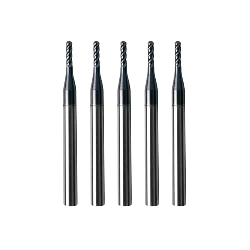 5Pcs 1/16" Carbide Ball Nose End Mills, ALTiN Coated, 4 Flute - size: 1/16 in