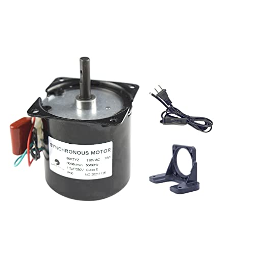 CHANCS Permanent Magnet Synchronous Gear Motor 60KTYZ 110V 80/96r/min CW/CCW with Brakcet and Switch Plug Extension - size: 80/96r/min+ Bracket+Power cable