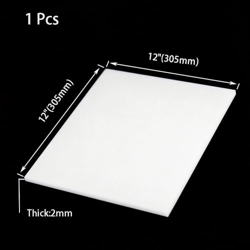 Size 12" X 12"-PTFE Plastic Sheet,2mm Thick White PTFE Virgin Sheet, - size: 12"x12"x2mm, style: 1 PCS