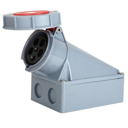 IEC 60309 Waterproof Industrial Connector Socket, 5 Pin 63A 380-415V 3P+E+N 6H IP67 Female Surface Mounted Power Connector, Heavy Duty CEE Industrial Socket for Aviation and Industry