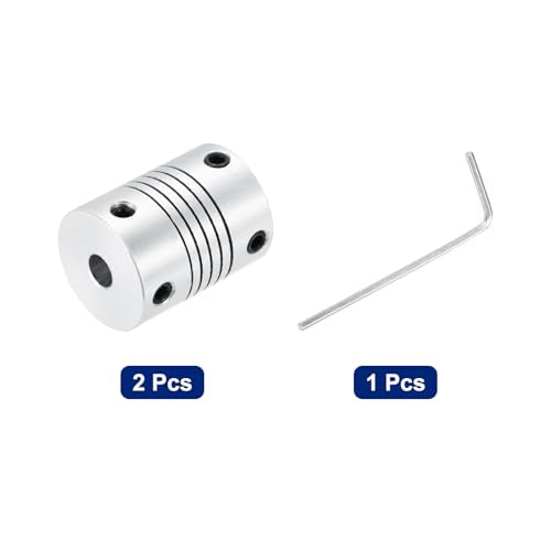 uxcell 2Pcs 5mm to 5mm Aluminum Alloy Shaft Coupling L25xD19 Flexible Coupler Beam for 3D Printer CNC Machine DIY Encoders and Motors Shaft,Silver - size: 5mm to 5mm
