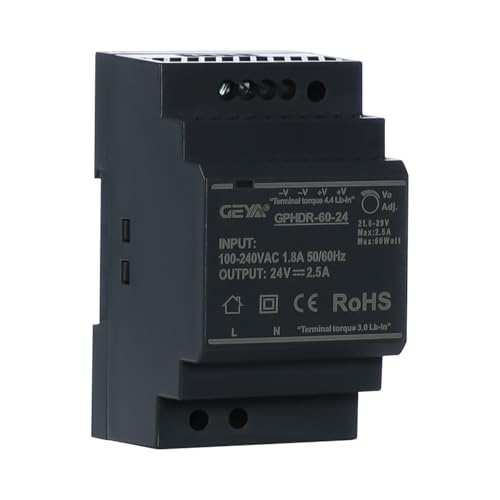 Ultra Slim Step-Shape 3SU DIN Rail Power Supply, 24V 2.5A 60W GPHDR-60-24 for Industrial Automation, Communication Base Stations, Data Centers and Medical Equipment - size: 60W-24VDC-2.5A