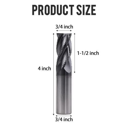 3/4" 4 Flute Roughing End Mill AlTiN Coated Carbide, 1Pcs - size: 3/4 in