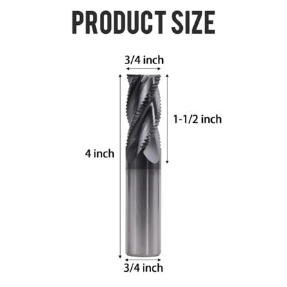3/4" 4 Flute Roughing End Mill AlTiN Coated Carbide, 1Pcs - size: 3/4 in