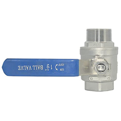 1Pcs 1-1/2 Inches Ball Valve - Full Port Heavy Duty Male NPT (MNPT) X Female NPT (FNPT) Thread with Long Handle Switch,Stainless Steel 304 for Water, Oil, and Gas,1000WOG - size: 1-1/2''