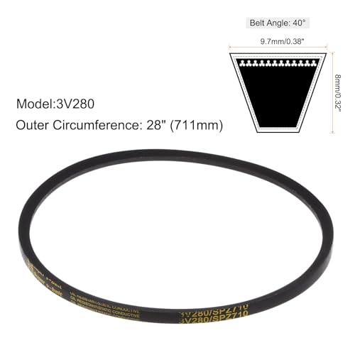 uxcell 3V280 Rubber V Belt 28" Length x 0.38" Width x 0.31" Thick, Industrial Power Transmission Belt - size: 28" Length