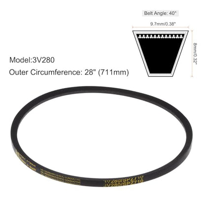 uxcell 3V280 Rubber V Belt 28" Length x 0.38" Width x 0.31" Thick, Industrial Power Transmission Belt - size: 28" Length