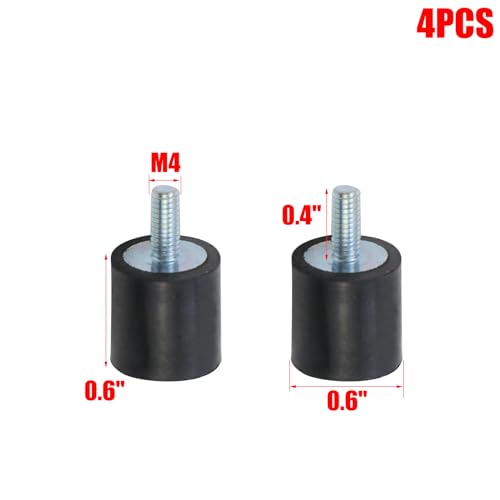 MY MIRONEY 4PCS M4 x 10mm Rubber Isolator Mounts - size: M4 x 10mm;15 x 15mm (Single Studs)