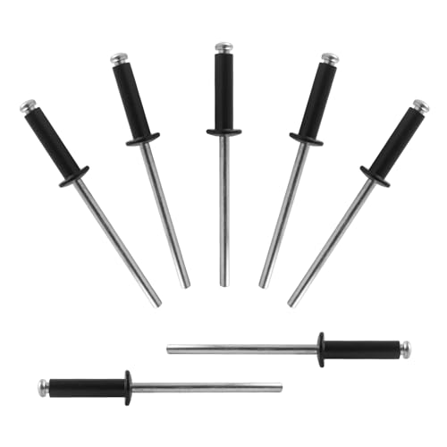 ALLCLEAN 200 Pcs 1/8" x 1/2" Black Aluminum Blind Rivets,3.2 x 12mm Pop Rivets,Aluminum Grip and Steel Mandrel - color: Black, size: 1/8"x1/2"