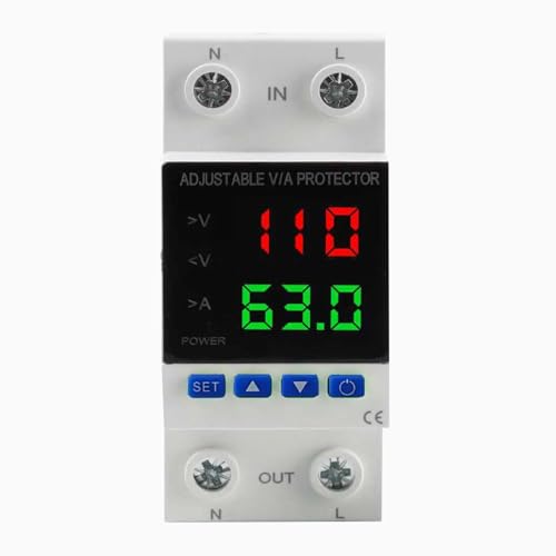 Voltage Protector 110V, 1-63A Adjustable Smart Circuit Breaker