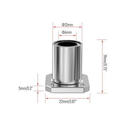 2PCS LMK6UU Square Flange Linear Ball Bearings, 6mm Bore Dia, 12mm OD, 19mm Length with Double Side Rubber Seal for CNC,3D Printer - size: LMK6UU Size 6x12x19mm