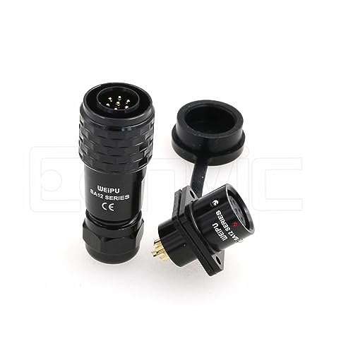 SA12 7Pin Weipu Connector Aviation Push-Pull Solder Cable Connector Plug Panel Mount Socket Female Rear-nut Mount for LED Light Equipment Electrical - size: 7Pin 5A