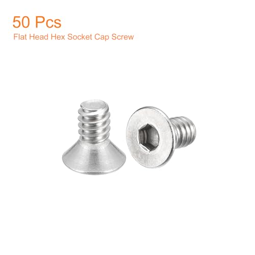 uxcell #10-24x3/8 Flat Countersunk Head Socket Cap Screws, 50Pcs 304 Stainless Steel Hex Socket Flat Head Screws, Full Thread, Countersunk Bolts - size: #10-24x3/8"