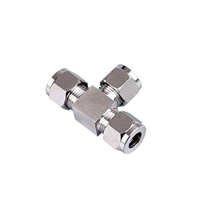 Beduan Pneumatic Stainless Steel 3/8” Compression Fittings Tee Let-Lok Adapter Tube Connector - size: 3/8 Inch