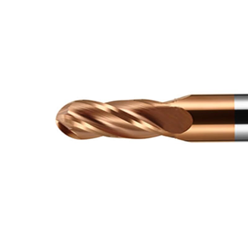 5PCS 1/16" Carbide Ball Nose end Mill Bits Set- 1/8" Shank Dia,1-1/2'' Oal - 4 Flutes TISIN Coated - for Alloy Steels, Hardened Steels - size: 1/16 in