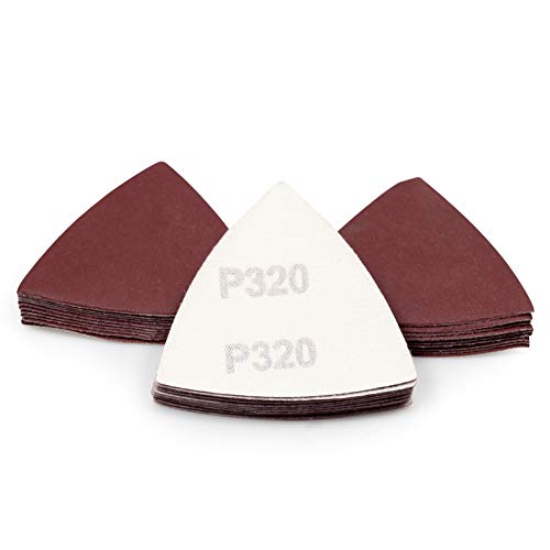SPEEDWOX 30 Pcs Hook and Loop Triangle Sandpaper 320 Grit 80mm 3-1/8 Inches for Oscillating Multi Tool Detail Sander Sanding Discs Triangle Sanding Pads - style: 320 Grit