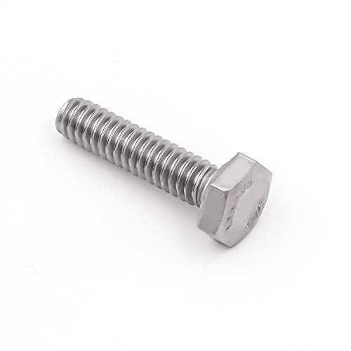 KINJOEK 100 Pieces 1/4-20 x 1-1/2 Inch Stainless Steel Hex Bolts, Hex Head Cap Screw Bolts, 18-8 304 S/S Fully Threaded Hexagon Bolts Fastener - size: 1/4-20 x 1-1/2 Inch