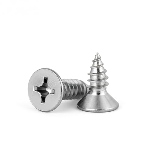 #4 x 5/16" (M3x8mm) 304 Stainless Steel Flat Head Wood Screws, 100pcs - size: #4 x 5/16''-100pcs