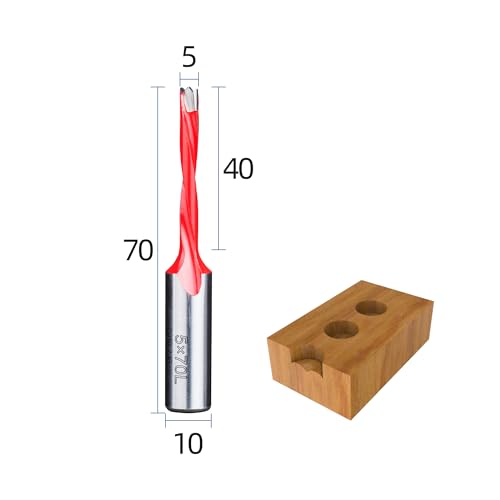 HUHAO 5mm Carbide Tipped Brad Point Boring Bit, Left Hand Dowel Drill Bits - size: 5mm Dia x 70mm Long x 10mm Shank L