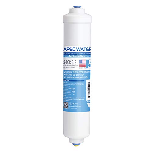 APEC Water 5-TCR-3-8, 10" Inline Carbon Filter, US Made, Quick Connector - style: Quick Connect 3/8" Carbon Filter