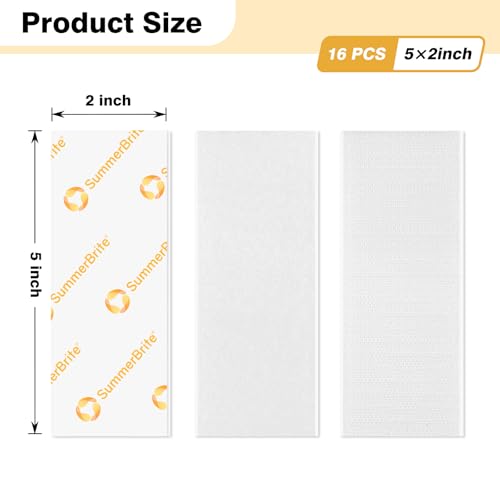 SummerBrite Heavy Duty Hook and Loop Strips, White, 2 x 5 in, 16 Pairs - color: White, size: 2x5IN 16 Pairs