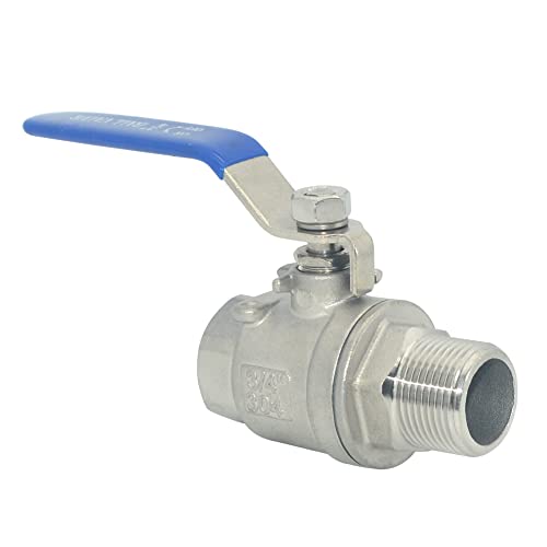 1Pcs Full Port Ball Valve 3/4'' - Heavy Duty Male NPT (MNPT) X Female NPT (FNPT) Thread with Long Handle Switch,Stainless Steel 304 for Water, Oil, and Gas,1000WOG - size: 3/4''