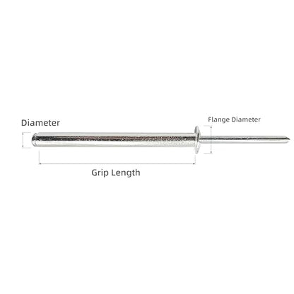 40pcs Aluminum Long Blind Rivets,Long Split Rivets, Pack of 40 (Silver) (3/16"x1-49/64"(M4.8x45mm)) - size: 3/16"x1-49/64"(M4.8x45mm)