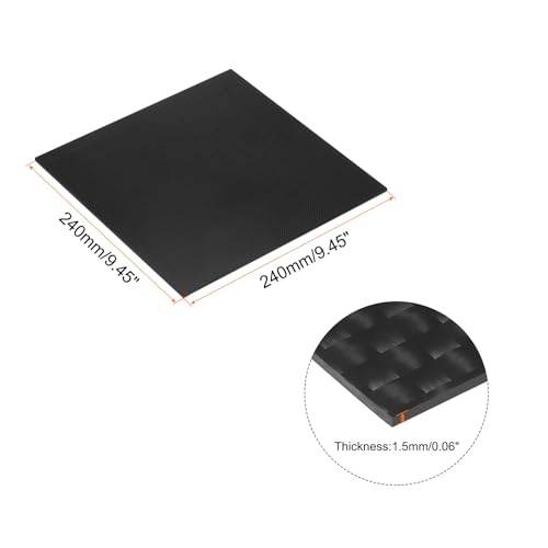 MECCANIXITY 1 Pcs Carbon Fiber Sheet 240x240x1.5mm Glossy Surface Pultruded Flat Carbon Fiber Board Plate Plain Weave Panel Sheet for Kites RC Airplane - size: 240x240x1.5mm, style: Glossy