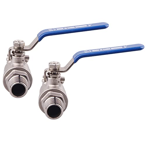DERNORD 2 Pack Full Port Ball Valve 1/2 Inch - Male x Female Stainless Steel 304 Heavy Duty for Water, Oil, and Gas, 1000WOG - size: 1/2 Inch NPT, style: Pack of 2
