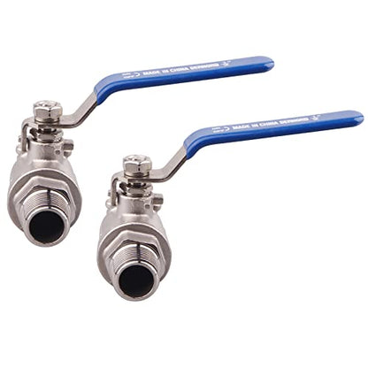 DERNORD 2 Pack Full Port Ball Valve 1/2 Inch - Male x Female Stainless Steel 304 Heavy Duty for Water, Oil, and Gas, 1000WOG - size: 1/2 Inch NPT, style: Pack of 2