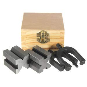 AI 1-5/8'' x 1-1/4'' x 1-1/4'' Precision V Blocks & Clamp Set Steel Gauge Machinist Tool