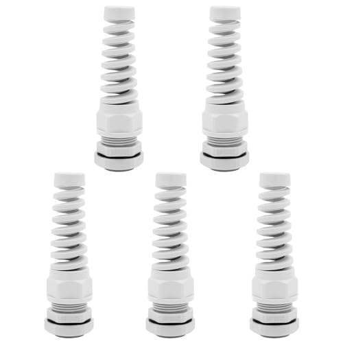 Strain Relief Cord Connector,LISTENJIALE 5Pcs NPT 1/2" Waterproof Cable Gland Flex Spiral Strain Relief Adjustable 6-12mm Cable Connector Nylon Joint with Gaskets(Grey) - color: Grey, size: NPT 1/2" (5-Pack)
