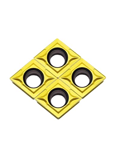 Carbide Inserts for Lathe Turning Tool Holder - 10pcs CCMT09T304/CCMT32.51, Mutilayer Coated CNC Lathe Replacement Cutters Inserts - style: 10PCS CCMT09T304 yellow