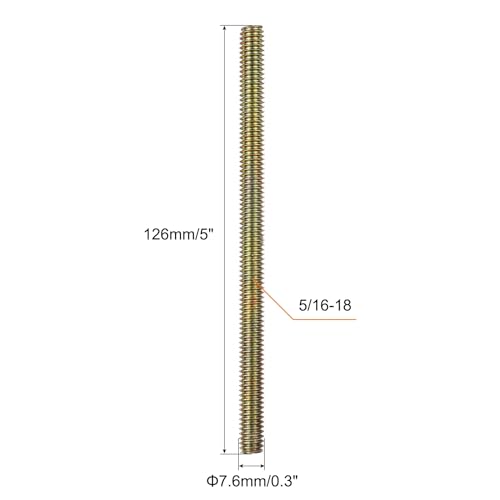 uxcell 8pcs Fully Threaded Rods 5/16x5 All Thread Studs Long Threaded Screw Carbon Steel for Furniture Garden Railing Mounting Assembly Fastening Frame Connection Colorful Zinc - size: 5/16x5"