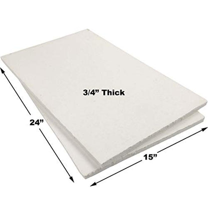 Ceramic Fiber Board Insulation, 2300F-Rated, 15" x 24" x 3/4", Pack of 2, for Boiler, Stove, Forge, Kiln, Baffle Board, 1022 - size: 3/4" x 24" x 15"