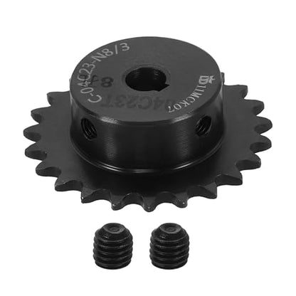 uxcell #25 Chain Roller Sprocket 8mm Bore 49.5mm OD, 23 Tooth C45 Carbon Steel ANSI #25 Roller Sprocket Round Hole with 3x1.4mm Keyway & Set Screws for ISO 04C Chain, Black - size: 8mm Bore 49.5mm OD, 23 Tooth, 3x1.4mm Keyway