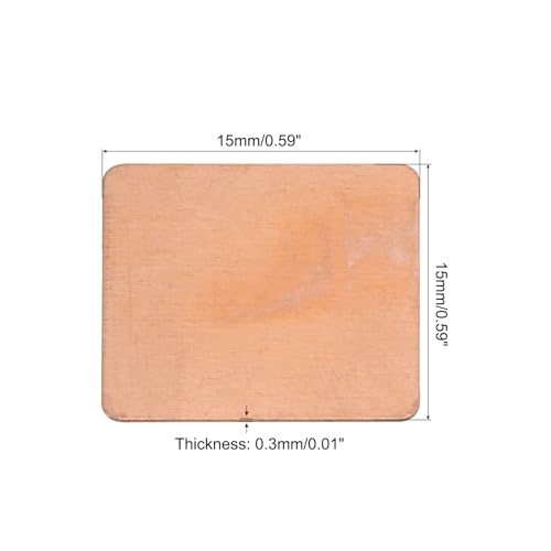 MECCANIXITY Heatsink Copper Sheet Shim, 0.3mm Thickness 15 x 15mm Pad with Thermal Conductive Adhesive Tape for Desktop Computer CPU Cooling Patch 5 Set - size: 0.3mm
