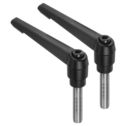 uxcell 2pcs Clamping Lever Handles, M12 x 50mm 304 Stainless Steel Threaded Male Stud, Adjustable Handles Locking Quick Release Ratchet Push Button Bolt Knobs, Black - size: M12 x 50mm