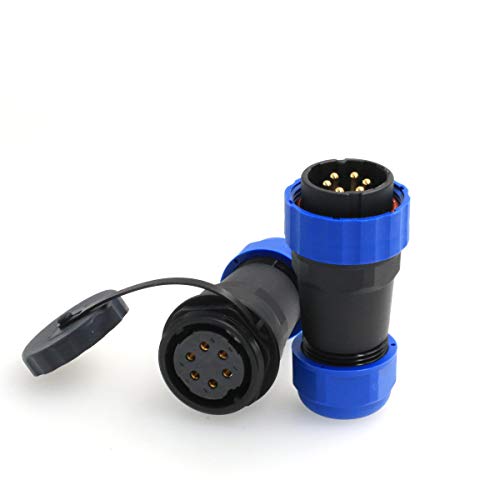 HE29 6pin Threaded Coupling 28mm Waterproof Industrial in-line Plastic Male Female Connector (6 pin) - size: 6 pin