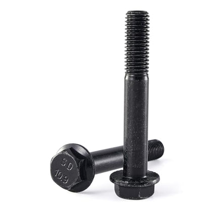 M10 x 55mm 10Pcs Flanged Hex Head Bolts, M10 x 1.5 Bolts, Flange Hexagon Head Screws, 10.9 Grade Alloy Steel, Black Oxide Finish, Metric Machine Threaded, Half Thread - size: M10 x 55mm(6PCS)