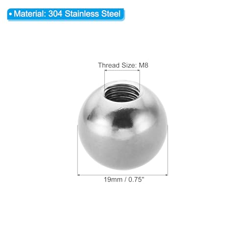 PATIKIL M8x19mm Ball Nuts Knob, 2 Pcs Female Thread 304 Stainless Steel Round Blind Hole Screw Cap Cover for Lighting Machinery DIY Decoration, Silver - size: M8x19mm