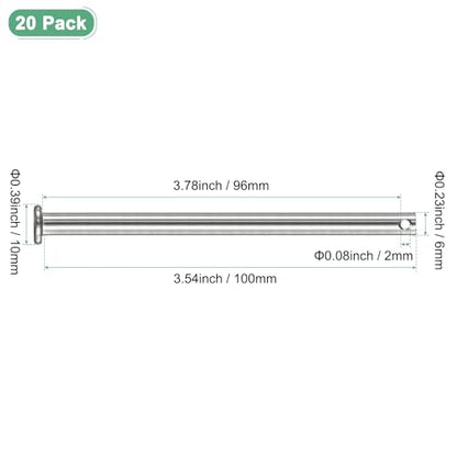 M METERXITY 20-Pack Single Hole Clevis Pins, M6 x 100mm 304 Stainless Steel Flat Head Clevis Pins for Mechanical Linkage/Trucks/Lawn Mower, Link Hinge Pin Reusable - size: M6x100mm