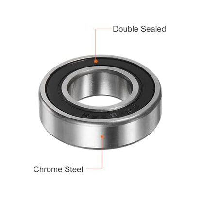 uxcell 60/22-2RS Deep Groove Ball Bearing, 2pcs 22mm x 44mm x 12mm Hign Carbon Chrome Steel Z1 Double Rubber Sealed Bearing - size: 22mm x 44mm x 12mm