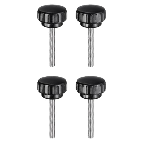 uxcell 4pcs Knurled Clamping Knobs M5 x 40mm Metric 304 Stainless Steel Male Thread Thumb Screw on Type 25mm Plastic Round Head Threaded Hand Bolt Stud Knobs Black - size: M5 x 40mm x25mm