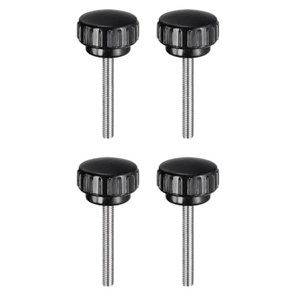 uxcell 4pcs Knurled Clamping Knobs M5 x 40mm Metric 304 Stainless Steel Male Thread Thumb Screw on Type 25mm Plastic Round Head Threaded Hand Bolt Stud Knobs Black - size: M5 x 40mm x25mm