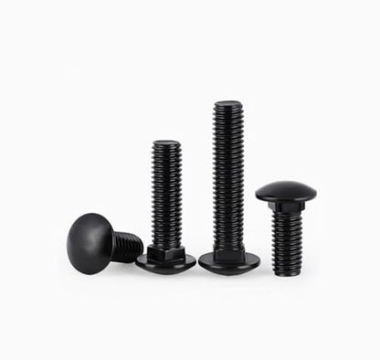 4pcs M6 x 60 mm Black Carriage Bolt Coach Bolt,Stainless Steel Round Head Square Neck Flange Screw Bolts