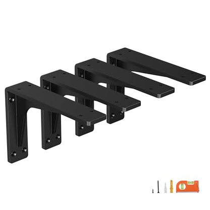 NEODROP 8 Inch Heavy Duty Shelf Brackets, Premium Metal Wall Bracket for Mantel, Countertop Support, Garage Storage Shelves | High Strength Corner Brace | 4-Pack Floating Shelf Hardware - size: 8 Inch, style: 4 Pack